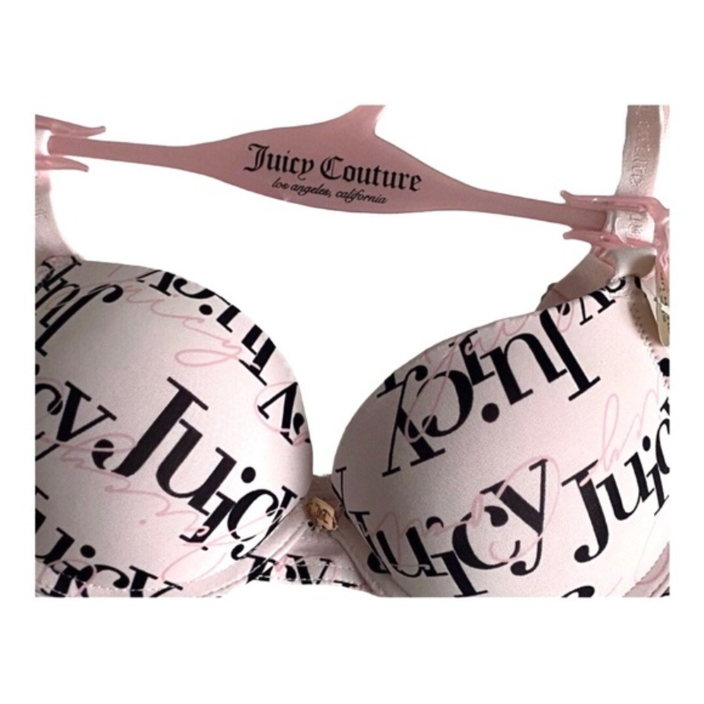 Juicy Couture barbie pink Sexy Push up monogrammed Underwire‎ logo Bra size 34B